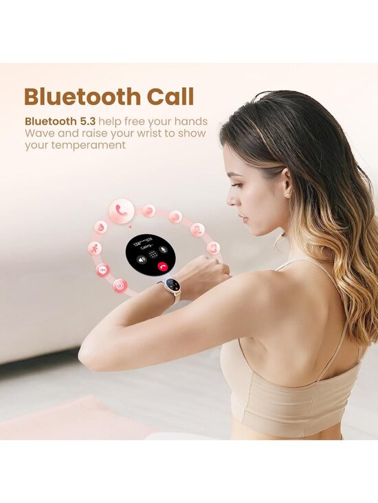 Womens Gold Pink Analog Quartz Waterproof Fitness Tracker Heart Rate Smart Watch main image 7